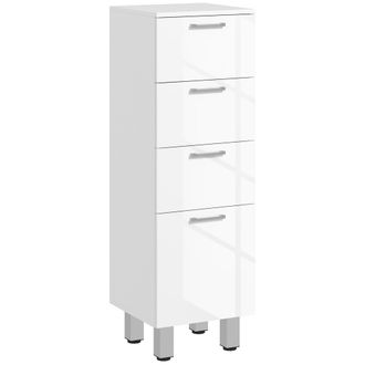 OEM Mueble Auxiliar Ba&ntilde;o Moderno Armario De Ba&ntilde;o Con 4 Cajones Y 4 Patas Para Sal&oacute;n Carga 30 Kg 30x30x93cm Blanco Brillante