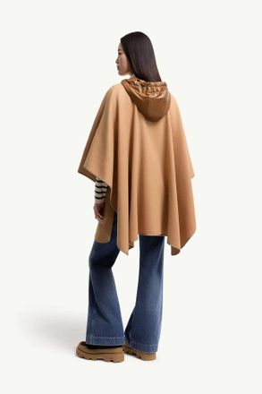 Moncler Hooded Wool-Blend Cape - Camel