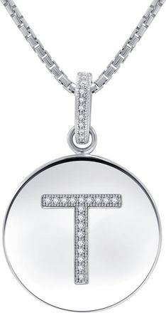 DiamondMuse Diamond Muse 0.10 Cttw Initial Letter Diamond Necklace for Women, Girls, and Men in Sterling Silver