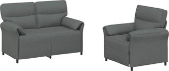 vidaXL Juego De Sof&aacute; 2 Uds. Gris Oscuro Tela Vidaxl