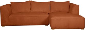 Miliboo Sof&aacute; Chaise Longue A La Derecha De Dise&ntilde;o De Pana Color Terracota 3-4 Plazas - Panam