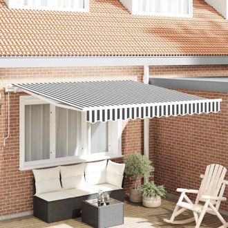 vidaXL Toldo Retr&aacute;ctil Autom&aacute;tico Gris Antracita Y Blanco 300x250 Cm Vidaxl