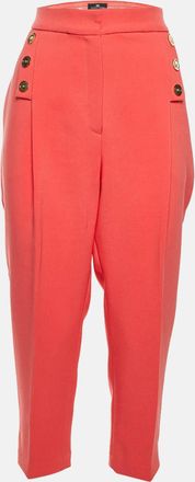 Elisabetta Franchi Coral Pink Crepe Tapered Trousers