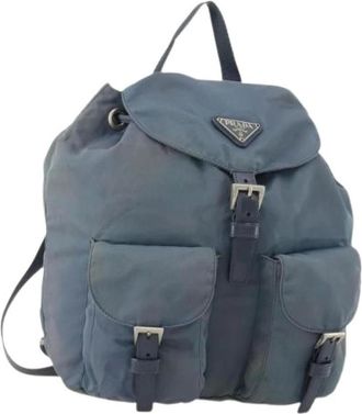 Prada Pre-owned Backpacks, female, Blue, Size: ONE SIZE Pre-owned Vintage Nylon Backpack
