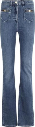 Elisabetta Franchi Blauwe Flared Jeans met Hoge Taille - Dames - Bootcut Jeans - Blauw - W27 - Jeans