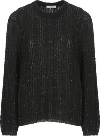 PANICALE Maglione girocollo con paillettes - Nero