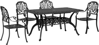 vidaXL 5 Piece Garden Dining Set Black Cast Aluminium vidaXL