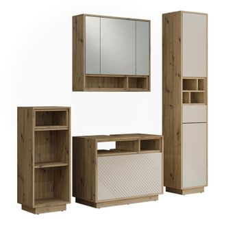 Vicco Conjunto De Muebles De Ba&ntilde;o Beatrice, Cachemira/roble Artesanal, Juego De 4, Vicco