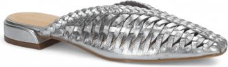 Bruno Menegatti Womens Woven Leather Slide Mules In Silver