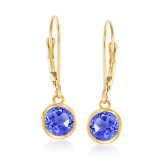 Ross-Simons Tanzanite Drop Earrings in 14kt Yellow Gold