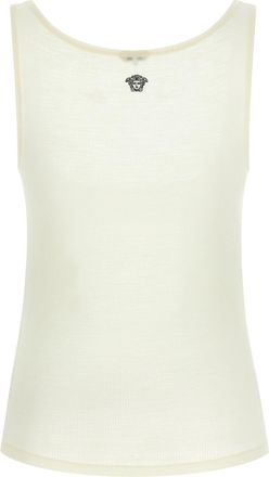 Versace Womens White Virgin Wool Sleeveles T-Shirt