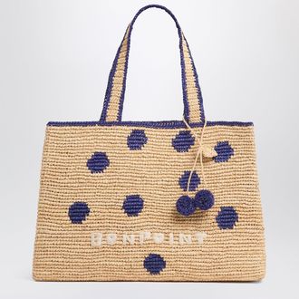 BONPOINT Esma blue polka dot raffia bag