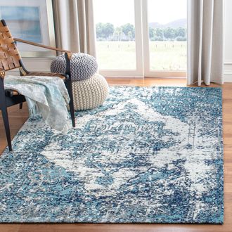 Safavieh Classic Vintage Machine Made Area Rug, Blue / Ivory Transitional Style Easy Care