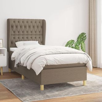 vidaXL Vidaxl - Cama Box Spring Con Colch&oacute;n Tela Gris Taupe 100x200 Cm