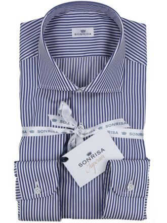 Sonrisa Blue Striped Cotton Casual Shirt