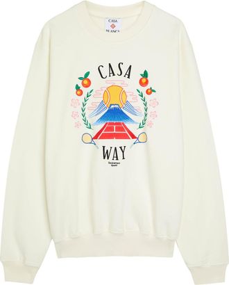 Casablanca Casablanca Casaway Mountain Embroidered Cotton Sweatshirt - Off White - XL