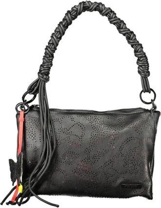 Desigual Middelhoge Schoudertas met Perforaties - Dames - Schoudertassen - Zwart - ONE Size - Polyester - Tassen