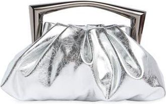 BCBGeneration Statement Handle Metallic Clutch in Silver at Nordstrom Rack