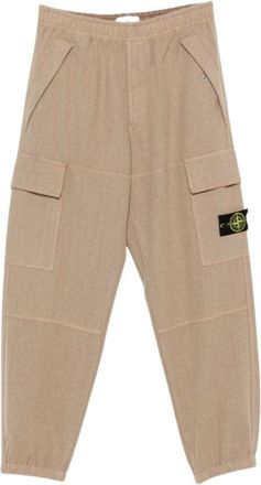 Stone Island Logo Patch Cargo Pocket Joggers - Heren - Sweatpants - Beige - W31 - Wol - Broeken