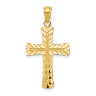 Diamond2Deal 14k Yellow Gold Diamond-cut Latin Cross Pendant