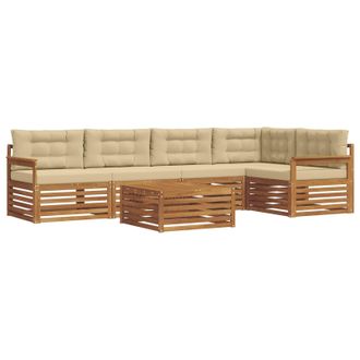 vidaXL Conjunto De Sof&aacute;s De Exterior Con Coj&iacute;n 6 Pcs Natural Y Beige Vidaxl