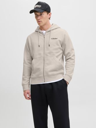 Jack & Jones Kapuzensweatshirt JACK & JONES JJESOHO SWEAT ZIP HOOD NOOS, Herren, Gr. L, moonbeam, angeraute Sweatware, Obermaterial: 80% Baumwolle, 20% Polyester, 