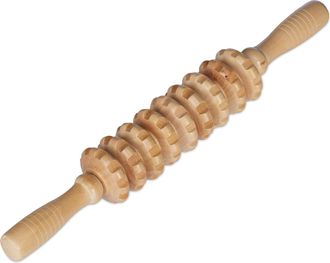 Relaxdays Set De 2 Rodillos De Masaje, Masajeador Manual De Madera, Bast&oacute;n Masajear Espalda, Cuello, Piernas, 5x38x5 Cm, Natural