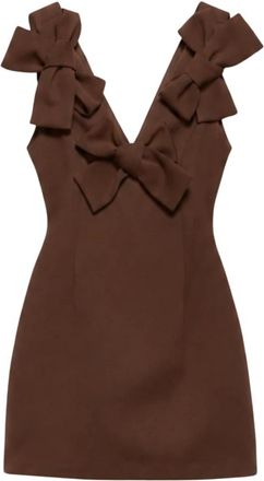 Aniye By Vestido Corto Ajustado con Lazos y Cuello en V - Dresses - Mujer - Marr&oacute;n - M