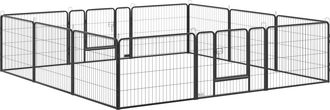 OEM Parque Para Perros De 12 Paneles Con 2 Puertas Corralito Para Perros Para Exterior Interior Acero 80x60 Cm Gris