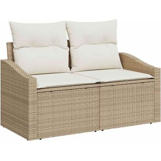 vidaXL Sof&aacute; De Jard&iacute;n Con Coj&iacute;n Beige 123 X 62 X 69cm Rat&aacute;n Sint&eacute;tico Vidaxl