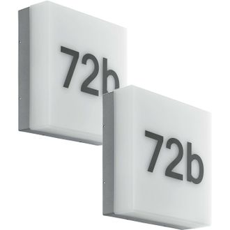 Loops 2 PACK IP44 Outdoor Wall Light Anthracite House Number 8.2W LED Porch Lamp