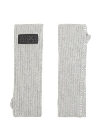 Maison Margiela logo-patch gloves - Grey
