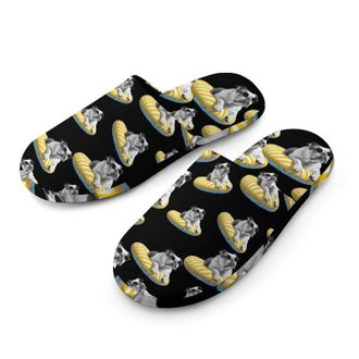 Generic Bulldog Swimming Mens Cozy Memory Foam Slippers Warm Cotton House Shoes Comfy Slipper for Indoor Outdoor