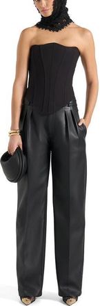 Mani&egrave;re De Voir Scarlett Tailored Lace Up Corset in Black at Nordstrom, Size X-Small