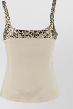 Genny square neckline sleeveless top embellished detail