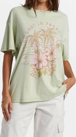 Roxy Hibiscus Paradise Oversized Boyfriend T-Shirt In Laurel Green