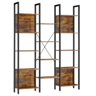 Vasagle Librer&iacute;a con 14 estantes de 24 x 128 x 166 cm de color marr&oacute;n y negro