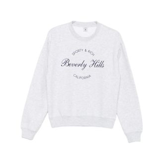 Sporty & Rich Beverly Hills Logo-Print Sweater - Dames - Sweatshirts - Grijs - M - Katoen - Hoodies & sweatvesten