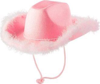 Generic Faux Leather Hats for Women Hat with Feather Feather Brim Adult Size Cowboy Hat with Feathers for Costume Party Play Dress Up Outfits for Women Wool U