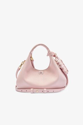 Ganni Pink Grained Mini Hobo Bag