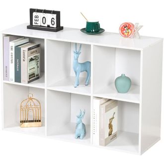 Relaxdays Libreria Relaxdays, HxLxP: 91 x 61 x 30 cm, 6 scomparti, libreria cubica, scaffale aperto soggiorno, bianco