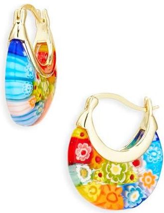 Eye Candy Los Angeles Zahira Flower Hoop Earrings in Silver at Nordstrom Rack