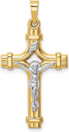 Diamond2Deal 14k Two-tone Gold Polished INRI Crucifix Pendant