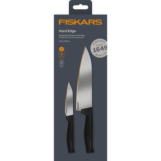 Fiskars Hard Edge Knife Set - Chefs Knife 20 Cm + Vegetable Knife 11 Cm