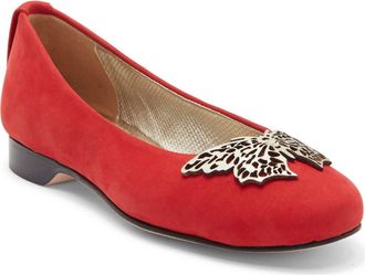 Robert Zur Butterfly Suede Flat in Red Suede at Nordstrom Rack, Size 10.5