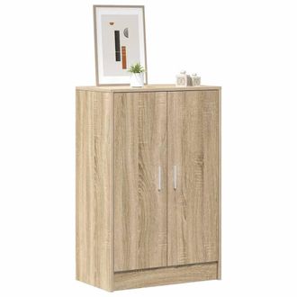 Berkfield Home Shoe Cabinet Sonoma Oak 60x35x92 cm Engineered Wood in Light Tan | Size: 60 x 35 x 92 cm