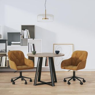 vidaXL Vidaxl - Sillas De Comedor Giratorias 2 Unidades Terciopelo Marr&oacute;n
