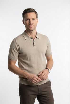 Olymp Poloshirt OLYMP Strick Casual, Herren, Gr. XXL, natur, Feinstrick, Obermaterial: 84% Baumwolle, 16% Polyamid, meliert, regular fit h&uuml;ftbedeckend, hoch