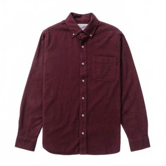 Schott NYC Men Cotton Flannel Shirt In Burgundy