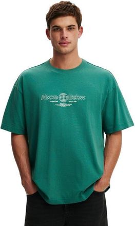 Cotton On Mens Box Fit Text T-Shirt in Emerald Above 1991 at Nordstrom, Size X-Large